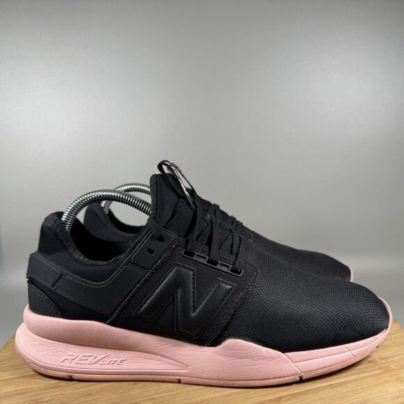 S New Balance Womens 247 WS247OA Black Pink Running Shoes Sneakers Size 9.5 - Picture 1 of 8
